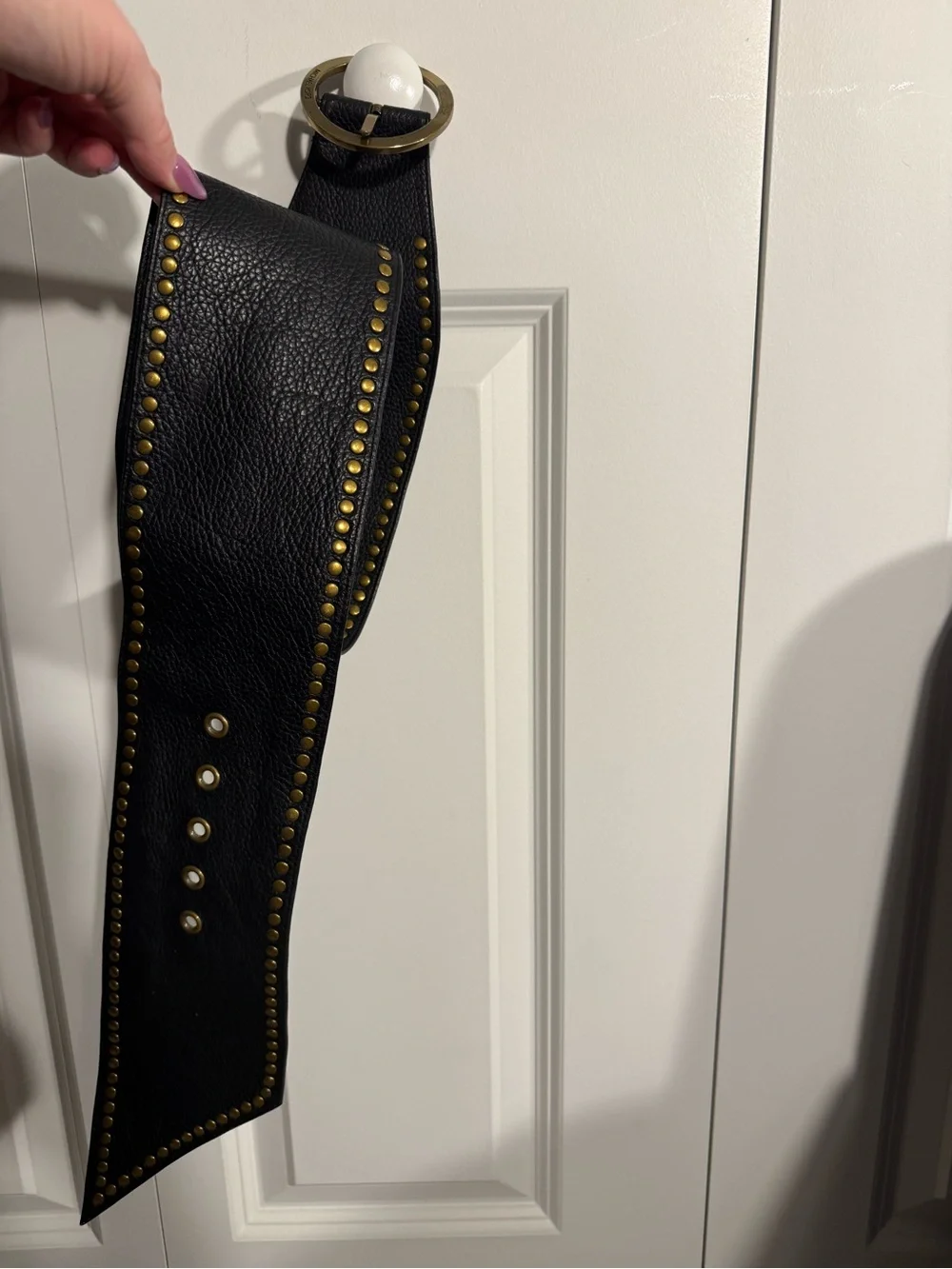 Michael Kors Black Leather Studded Bag Strap with Gold Hardware